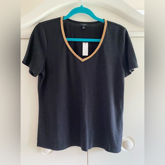 Talbots Tops - Talbots Black Top with Gold Jeweled Trim NWT